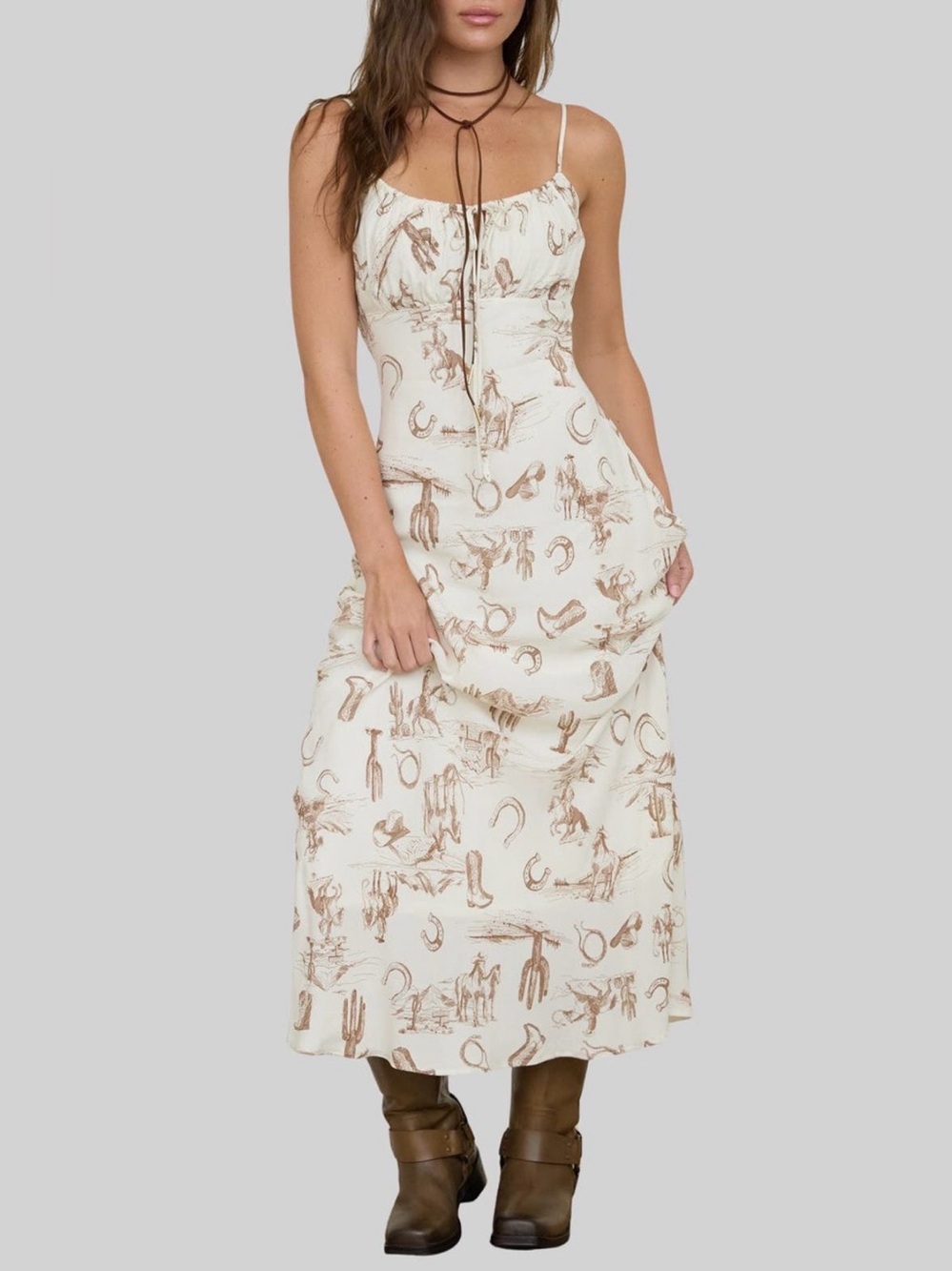 NWT Blu Pepper Western Print Maxi Slipdress Size Medium